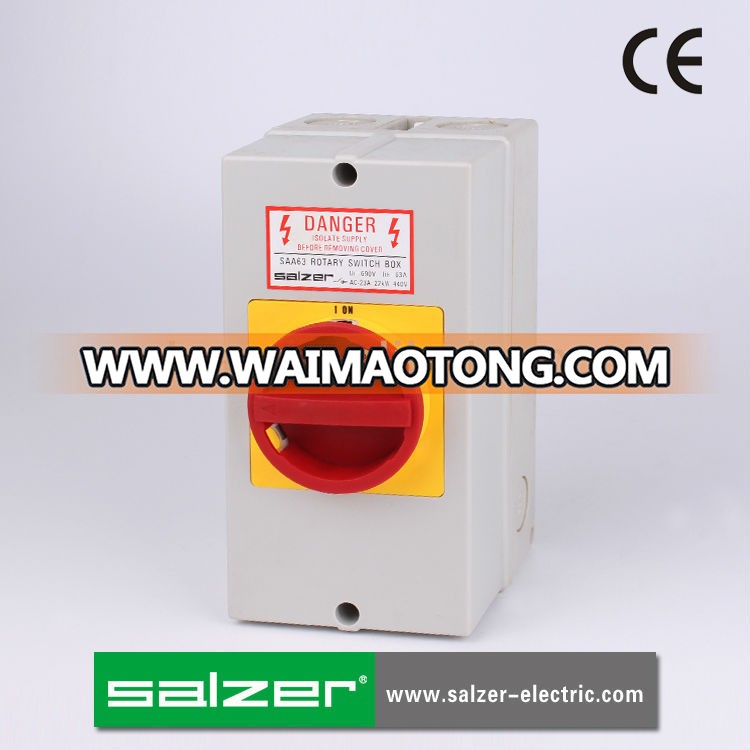 Salzer AC SAA63 Isolator Switch with IP65 Plastic Box (CE Certificate)